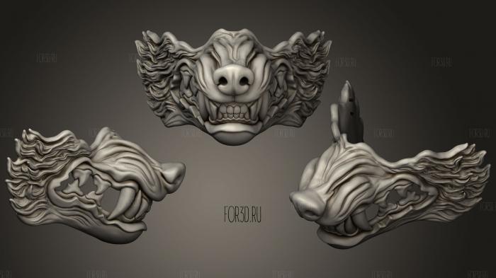 Wolf Mask stl model for CNC